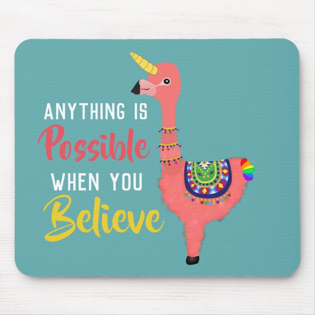 Inspirational Unicorn Flamingo Llama Tro Quote Musmatta (Framsidan)