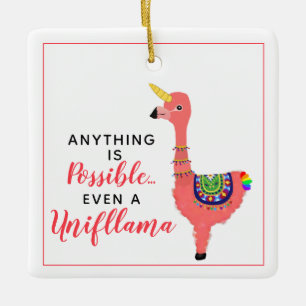 Inspirational Unicorn Flamingo Llama Unifllama Julgransprydnad Keramik