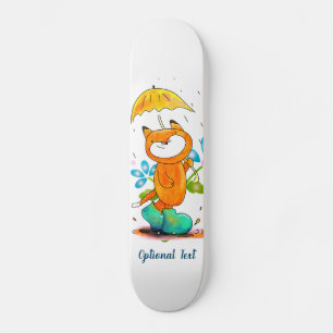 Inspirational Vår Fox med Parbrella Mini Skateboard Bräda 18,5 Cm