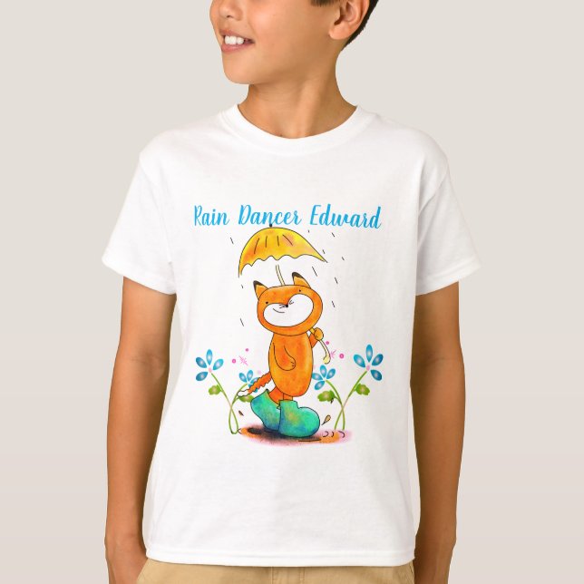 Inspirational Vår Fox med Parbrella T Shirt (Framsida)