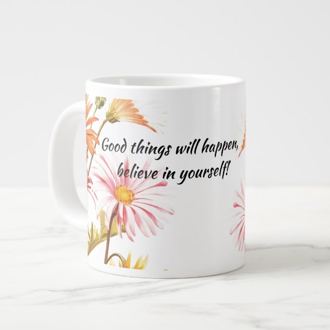 Inspirational Vintage Summer Flowers Coffee Mugg Jumbo Mugg (Framsida vänster)