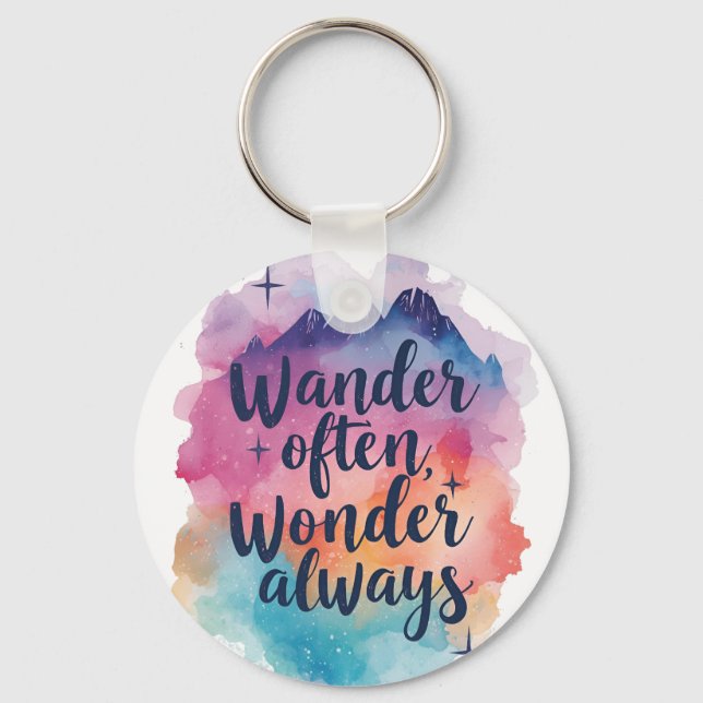 Inspirational Watercolor Wanderlust Message Nyckelring (Framsida)