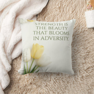 Inspirational White and Yellow Tulip Throw Pillow Kudde