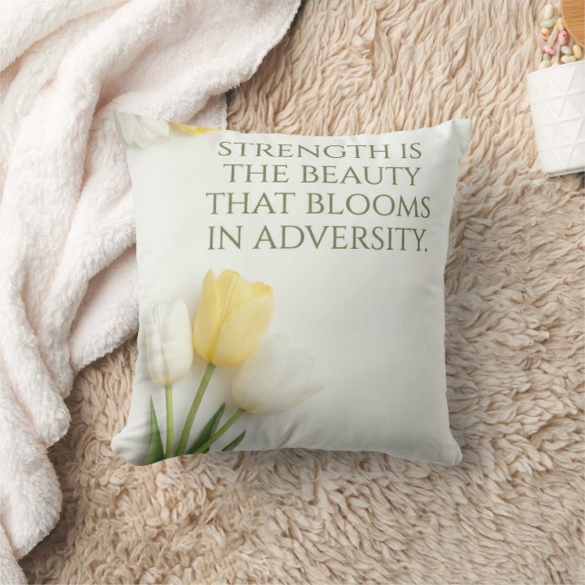Inspirational White and Yellow Tulip Throw Pillow Kudde (Filt)