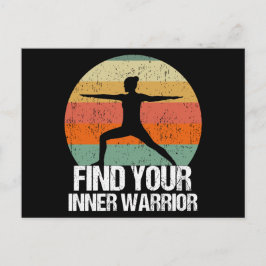 Inspirational Yoga Warrior Sunset Quote Vykort