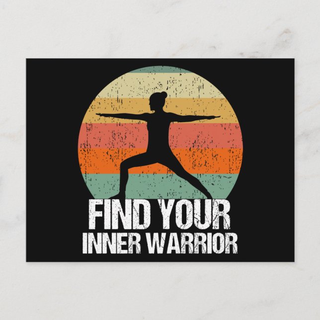 Inspirational Yoga Warrior Sunset Quote Vykort (Framsida)
