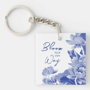 Inspirational Zen Quote Blåa blommor Lotus Mandala