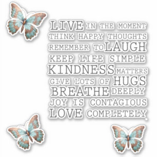 Inspirationcitat Aqua Ro Guld Butterfly Klistermärken