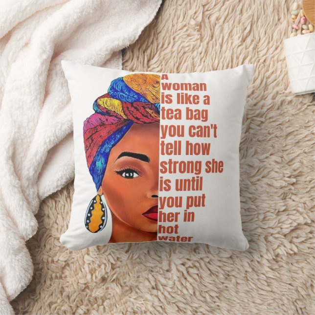 Inspirationell afrikansk kvinna med citat kudde (Filt)