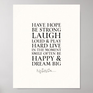 Inspirationell med hoppfri, svart och vit citat poster