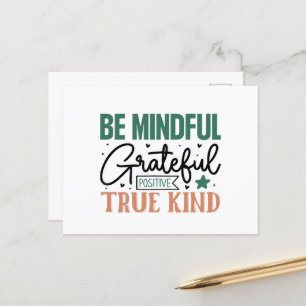 Inspirationell tänkande, tacksam och positiv ord vykort
