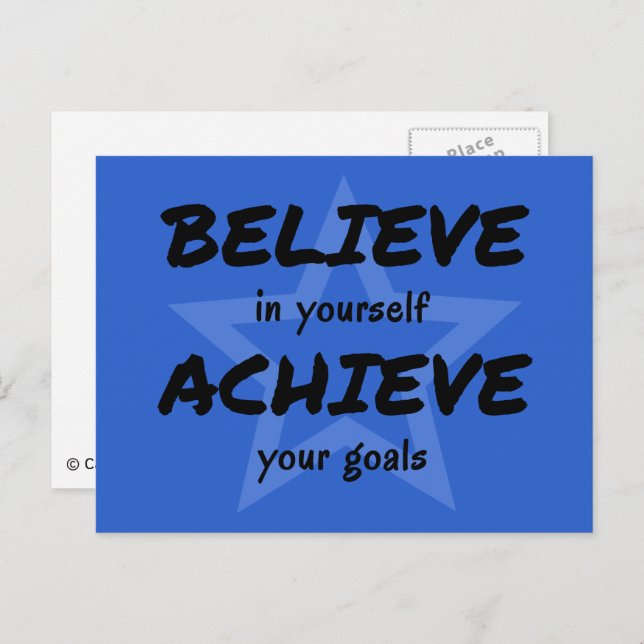 Inspirationell tro på dig själv, typografi vykort (Fram/baksida)
