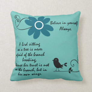 Inspirationell tro på din citat med Bird Kudde