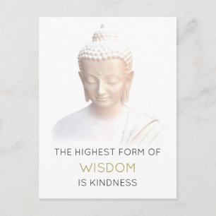 Inspirationell visdomsoffert med vit buddha vykort