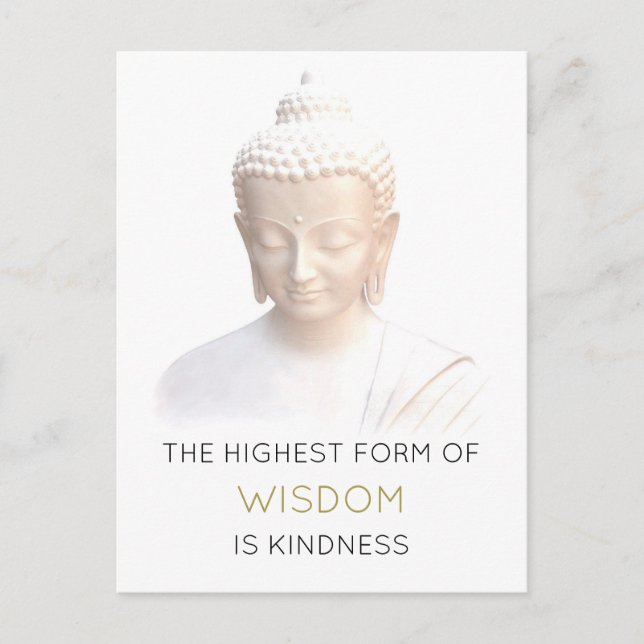 Inspirationell visdomsoffert med vit buddha vykort (Framsida)