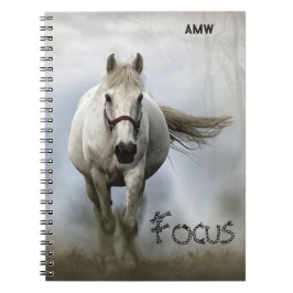 Inspirationell, vit häst, Focus, Journal Anteckningsbok