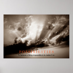 Inspirationella möjligheter moln Sepia Sunset Poster