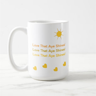 Inspirationella Sol Glowing Hearts och Kärlek, Gul Kaffemugg