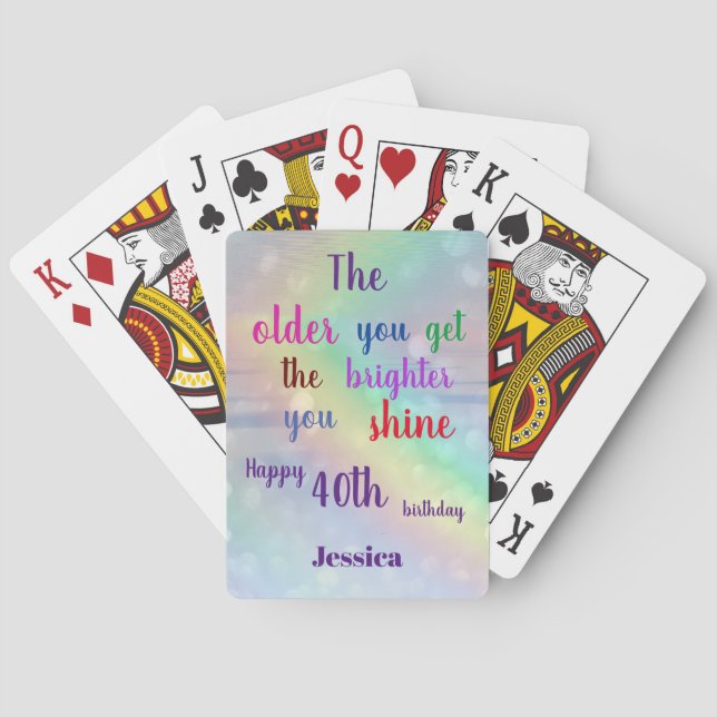 Inspirationellt citat Lycklig 40:e födelsedagen Na Casinokort (Baksidan)
