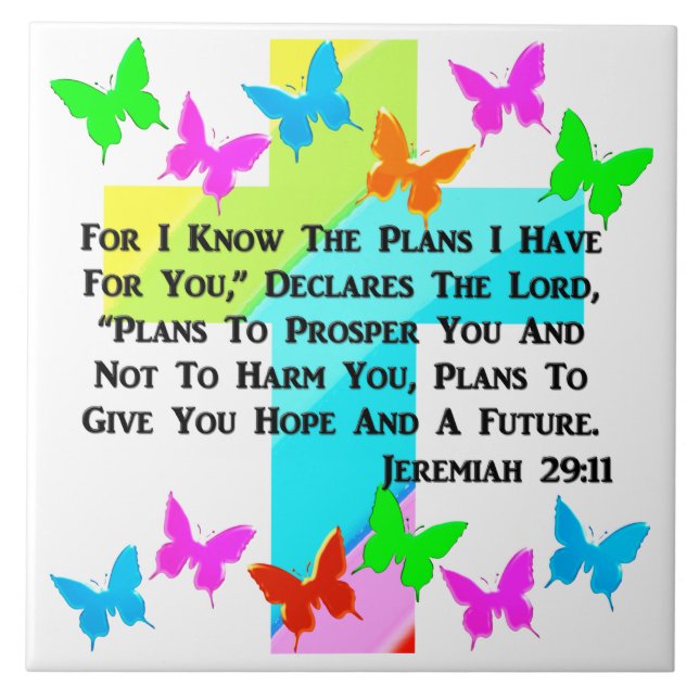 INSPIRATIONELLT JEREMIAH 29:11 KRISTNA KAKELPLATTA (Framsidan)