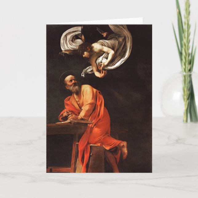Inspirationen av St Matthew, Caravaggio Kort (Framsida)