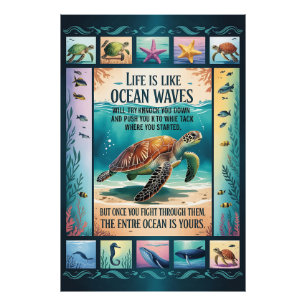 Inspirationsaffisch Havssköldpadda Ocean “Livet Är Fototryck