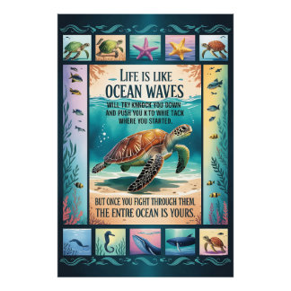 Inspirationsaffisch Havssköldpadda Ocean “Livet Är Fototryck