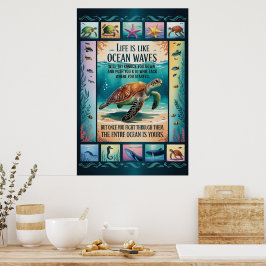 Inspirationsaffisch Havssköldpadda Ocean “Livet Är Poster