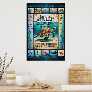 Inspirationsaffisch Havssköldpadda Ocean “Livet Är Poster