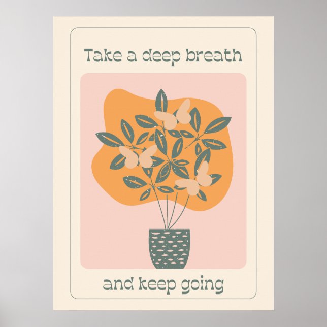 Inspirationsaffisch med fjäril och växt    poster (Framsidan)