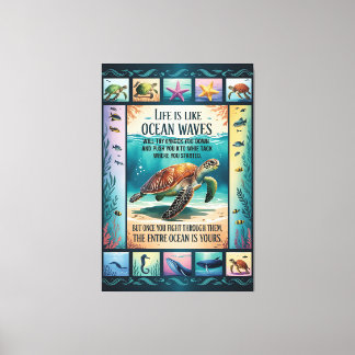 Inspirationsaffisch med havssköldpadda “Livet är l Canvastryck