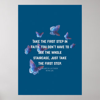 Inspirationscitat för trappa – Blå Poster