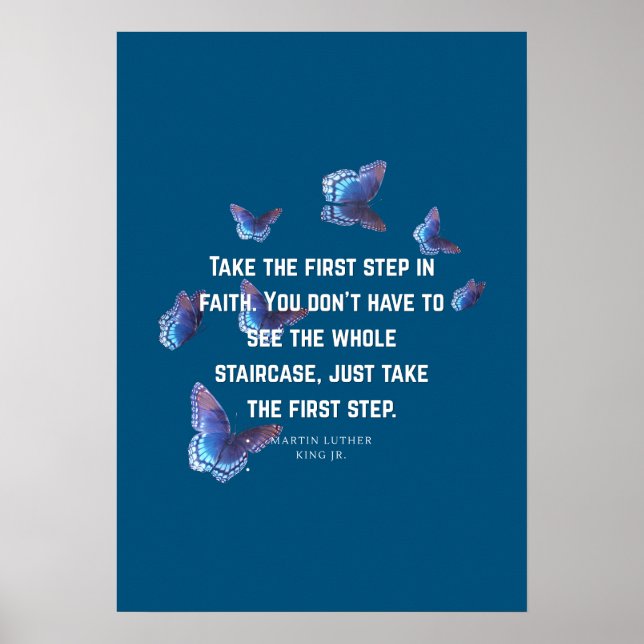 Inspirationscitat för trappa – Blå  Poster (Framsidan)
