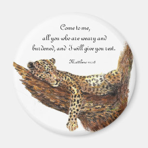 InspirationScripture, vattenfärgLeoparddjur Magnet
