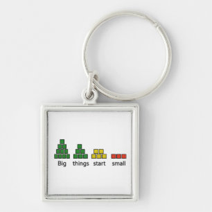 Inspirationsknappkedja Fyrkantig Silverfärgad Nyckelring