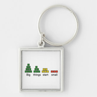 Inspirationsknappkedja Fyrkantig Silverfärgad Nyckelring