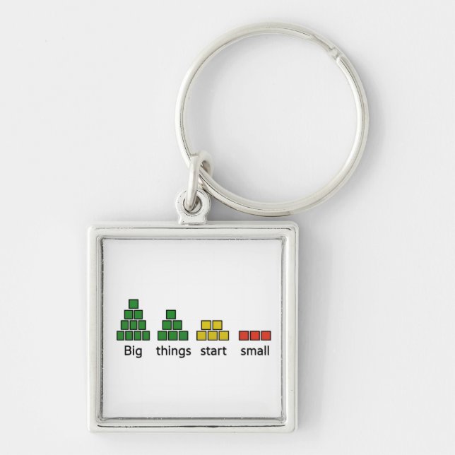 Inspirationsknappkedja Fyrkantig Silverfärgad Nyckelring (Framsidan)