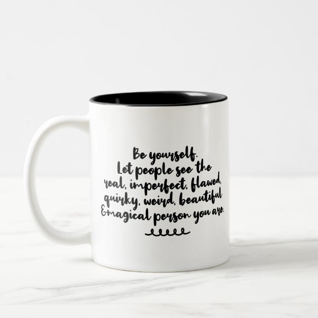 Inspirationskonst är dina egna Kort-citat Två-Tonad Mugg (Vänster)
