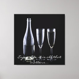 Inspirationskvot Champagne Flute Black White Canvastryck
