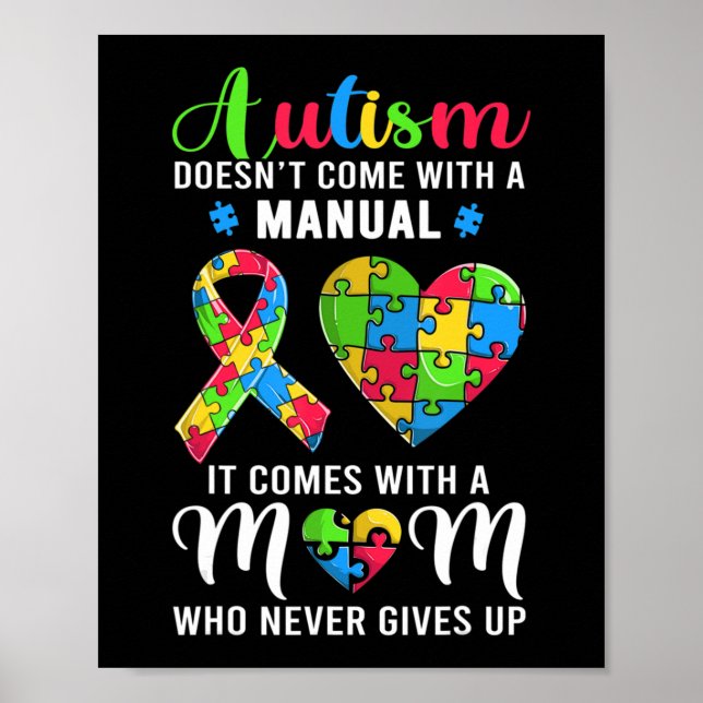 Inspirationsoffert Autism Mamma Shirt Autism Aware Poster (Framsidan)