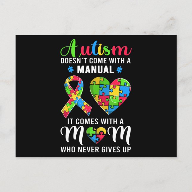 Inspirationsoffert Autism Mamma Shirt Autism Aware Vykort (Framsida)