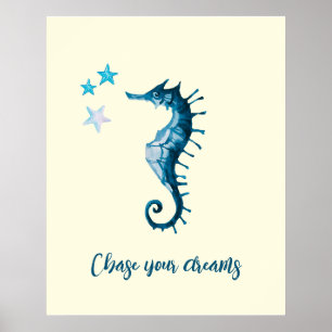 Inspirationsoffert för blå sjöhäst om drömmar poster