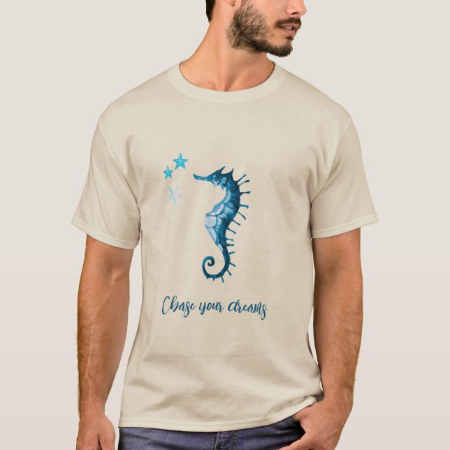 Inspirationsoffert för blå sjöhäst om drömmar t shirt (Framsida)