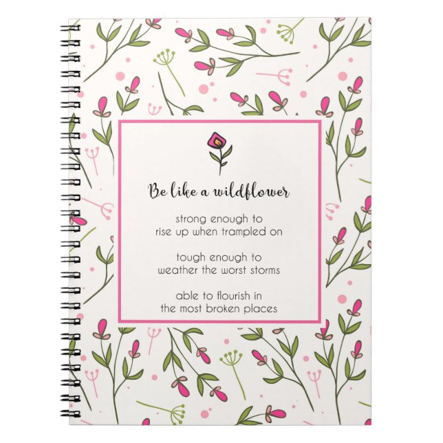 Inspirationsoffert med Wildblomma Mönster Anteckningsbok Med Spiral (Framsidan)