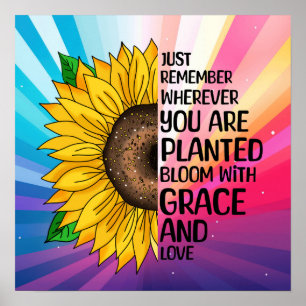 Inspirationsoffert och Hand plockade solros Poster