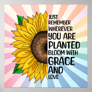 Inspirationsoffert och Hand plockade solros Poster