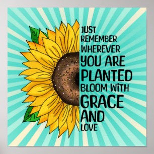 Inspirationsoffert och Hand plockade solros Poster