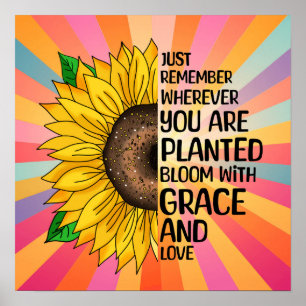 Inspirationsoffert och Hand plockade solros Poster