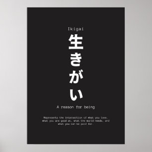 inspirationstecken för ikigai japaneses poster
