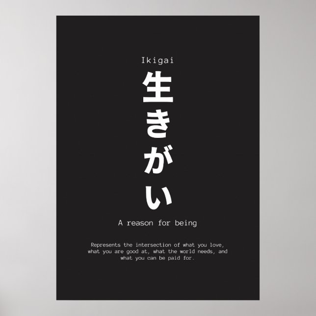 inspirationstecken för ikigai japaneses poster (Framsidan)